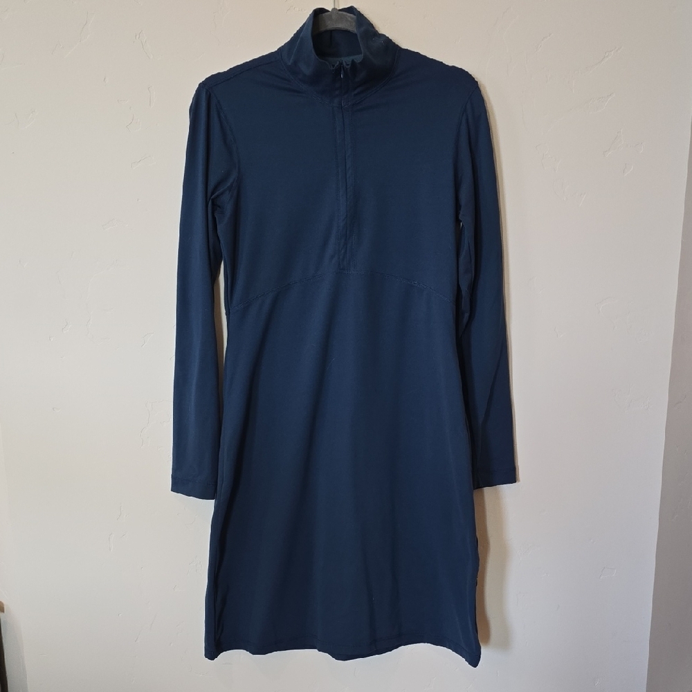 Title Nine Navy Long-Sleeve Zip Mock-Neck Dress